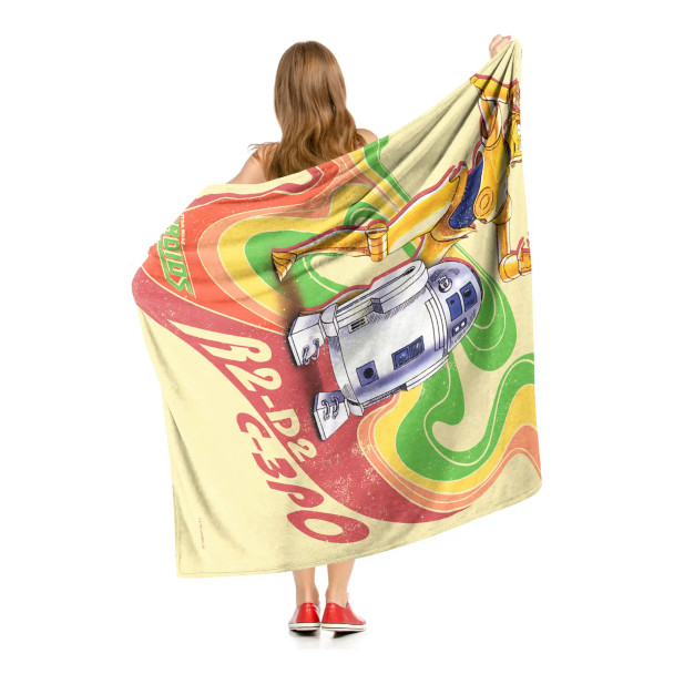 Disney Star Wars Retro Rainbow Droids Silk Touch Throw Blanket