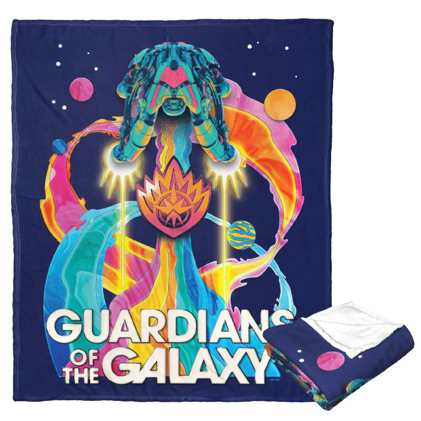 Marvel Guardians Of The Galaxy 3 Psychedelic Space Ship Silk Touch Throw Blanket