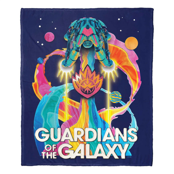 Marvel Guardians Of The Galaxy 3 Psychedelic Space Ship Silk Touch Throw Blanket