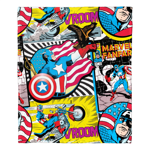 Marvel Captain America Captain Badge Silk Touch Throw Blanket