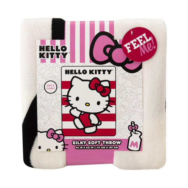 Sanrio Hello Kitty Waving Stripes Silk Touch Throw Blanket