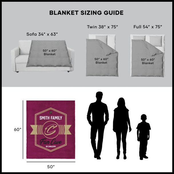 NBA Cleveland Cavaliers Dominion Personalized Silk Touch Sherpa Throw Blanket