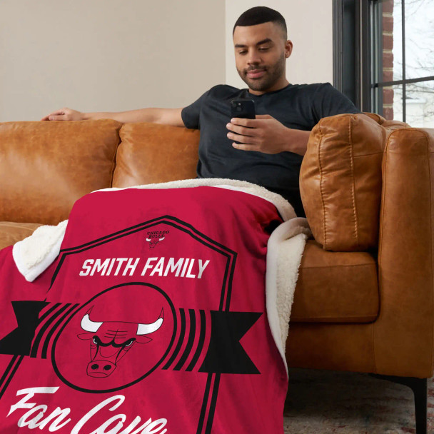 NBA Chicago Bulls Dominion Personalized Silk Touch Sherpa Throw Blanket