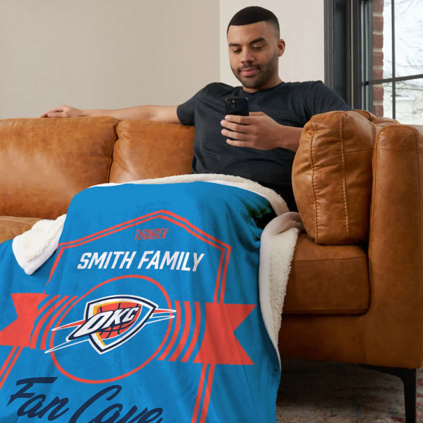 NBA Oklahoma City Thunder Dominion Personalized Silk Touch Sherpa Throw Blanket