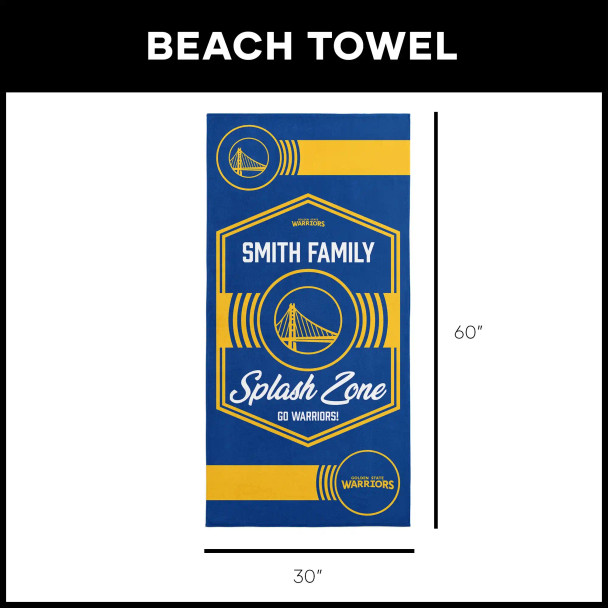 NBA Golden State Warriors Dominion Personalized Beach Towel