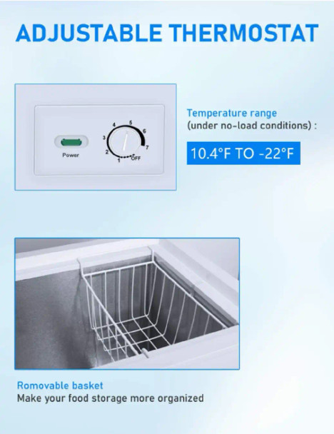 Moosoo 3.5 Cubic Feet Freezer with Removable Storage Basket, Deep Freezer, Moosoo brand.