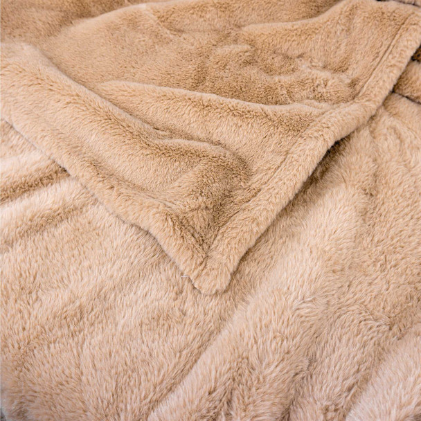 HGTV Super Luxe Faux Fur Throw Blanket Nomadic Desert 106 x 94 Inches