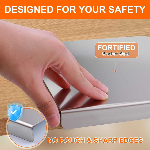 Honesty House stainless steel cutting board, brushed steel finish, no sharp edges, safe for chefs and home cooks, silver color.