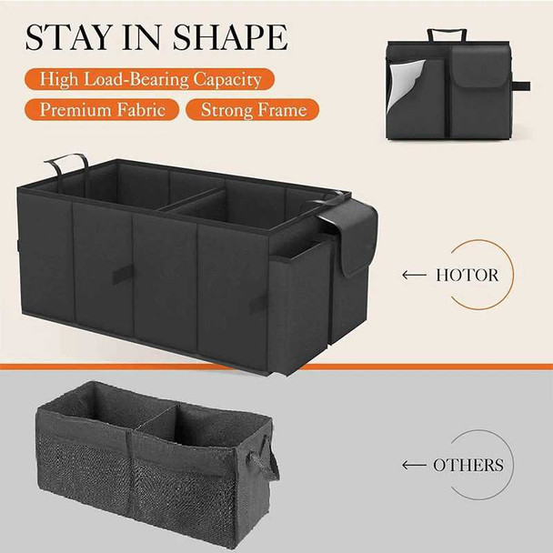 3P Experts Compact Foldable Trunk Organizer, black, premium fabric, car storage, travel, and grocery delivery.