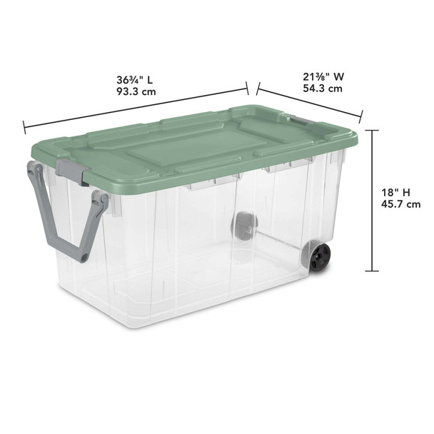 Dawei Tianlong Extra Large 160 Quart Wheeled Storage Bin, Green, Set of 2.