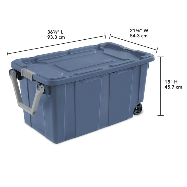 Dawei Tianlong Extra Large 160 Quart Wheeled Storage Bin in dark blue, set of 2.