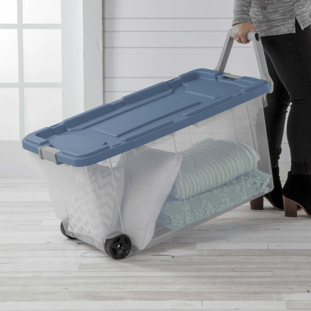 Extra Large 160 Quart Wheeled Storage Bins - Set of 2 for Home Organization