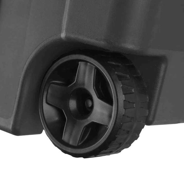 3836 Extra Large 160 Quart Wheeled Storage Bin wheel detail in black color.