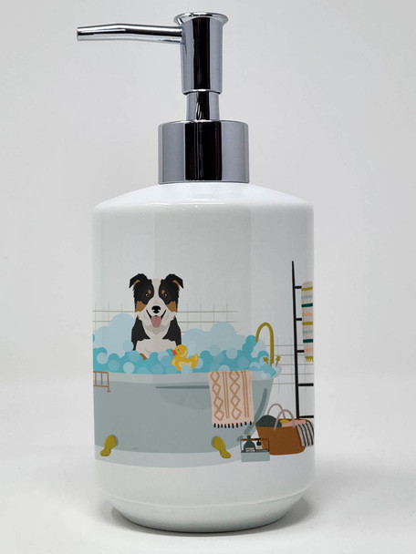 Tricolor Border Collie Ceramic Hand Soap Dispenser product image at NuMercy