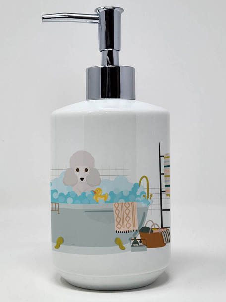 Toy White Poodle Ceramic Hand Soap Dispenser product image at NuMercy