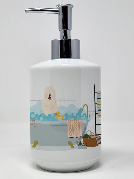 South Russian Sheepdog in Bathtub Ceramic Hand Soap Dispenser product image at NuMercy