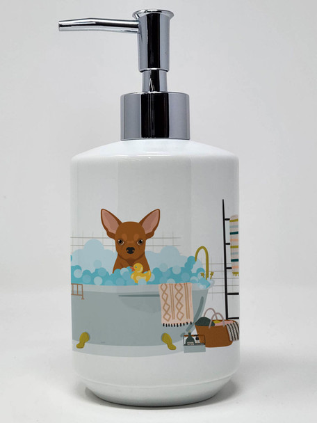 Red Chihuahua Ceramic Hand Soap Dispenser product image at NuMercy