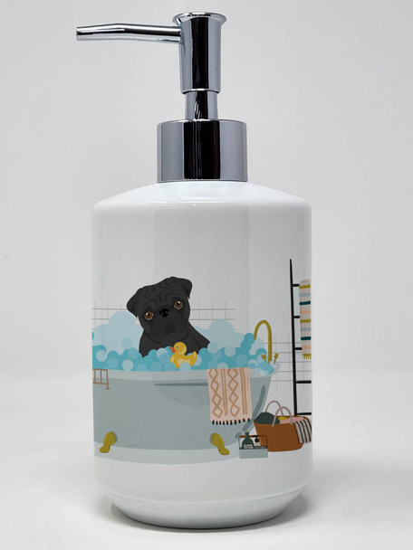 Black Pug Ceramic Hand Soap Dispenser product image at NuMercy