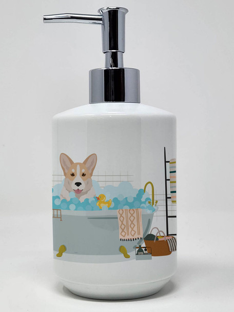 Fawn Cardigan Corgi Ceramic Hand Soap Dispenser product image at NuMercy