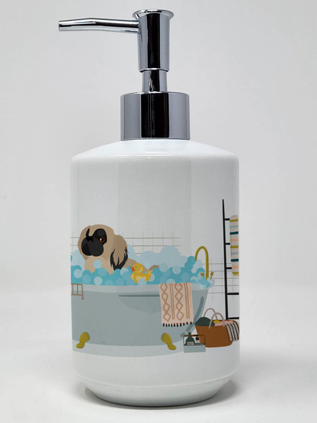 Cream Pekingese Ceramic Hand Soap Dispenser product image at NuMercy