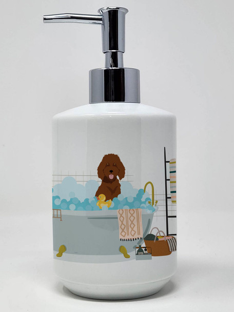 Standard Red Poodle Ceramic Hand Soap Dispenser product image at NuMercy