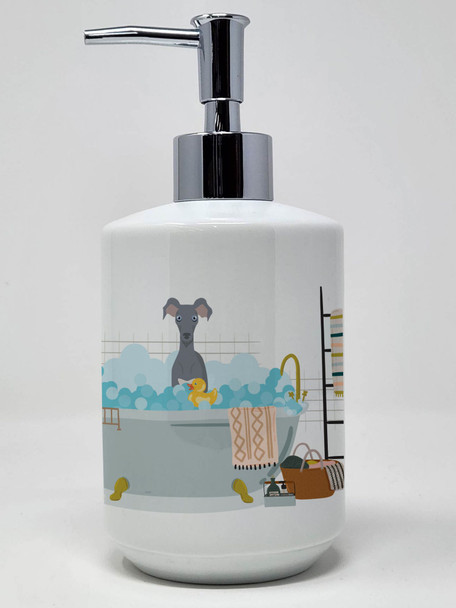 Gray Italian Greyhound Ceramic Hand Soap Dispenser product image at NuMercy