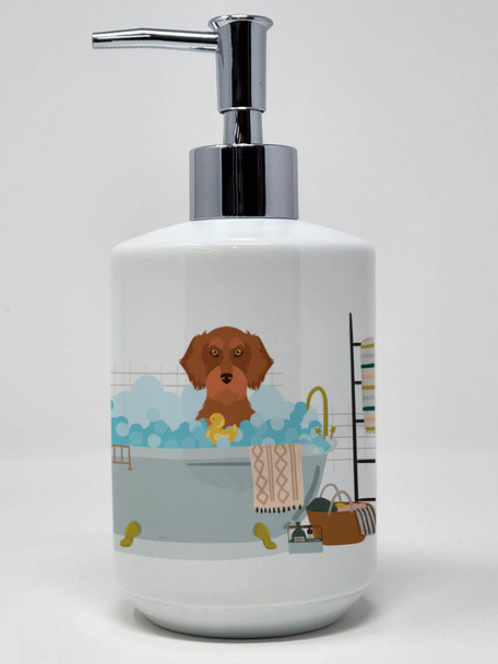 Wirehair Red Dachshund Ceramic Hand Soap Dispenser product image at NuMercy