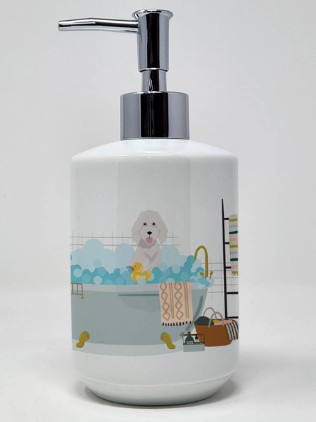 Standard White Poodle Ceramic Hand Soap Dispenser product image at NuMercy