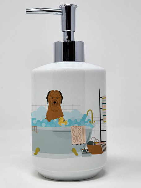 Brown Briard in Bathtub Ceramic Hand Soap Dispenser product image at NuMercy