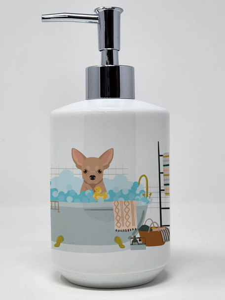 Cream Chihuahua Ceramic Hand Soap Dispenser product image at NuMercy