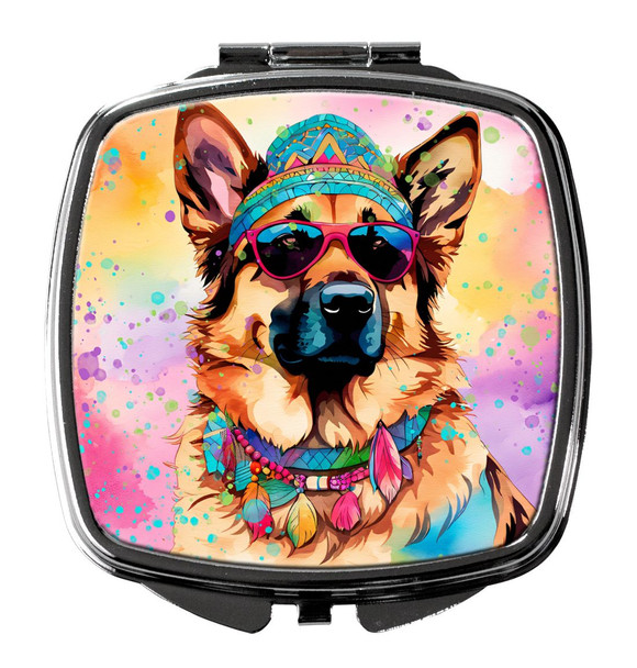 German Shepherd Hippie Dawg Compact Decorative Travel Makeup Mirror DAC2511 product image at NuMercy