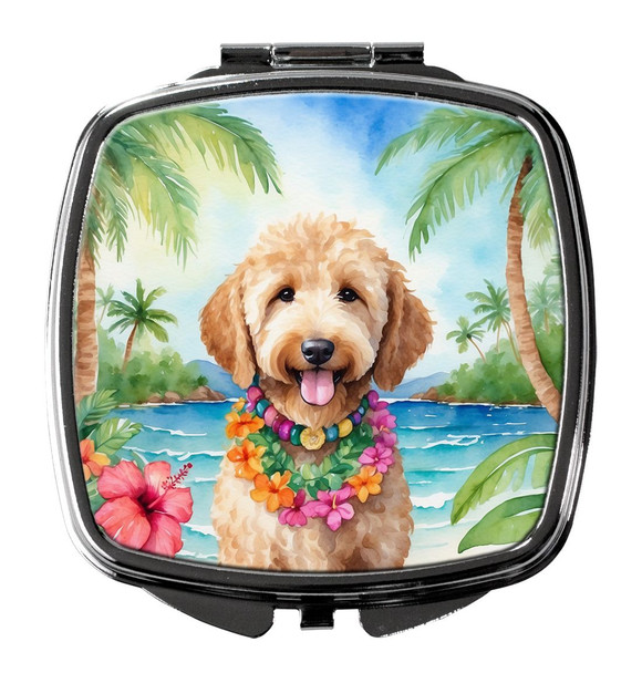 Goldendoodle Luau Compact Decorative Travel Makeup Mirror product image at NuMercy