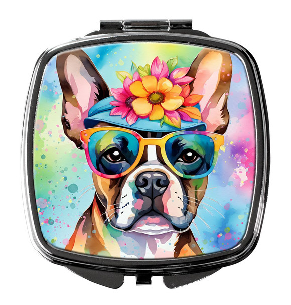 Boston Terrier Hippie Dawg Compact Decorative Travel Makeup Mirror DAC2468 product image at NuMercy