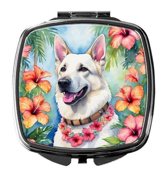 White German Shepherd Luau Compact Decorative Travel Makeup Mirror product image at NuMercy