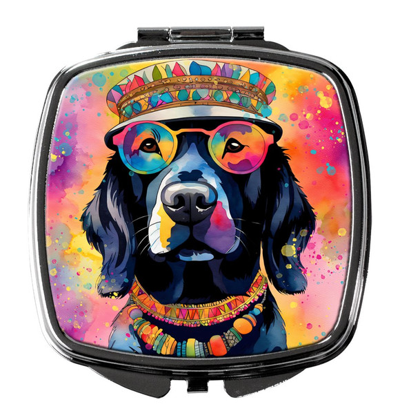 Black Labrador Hippie Dawg Compact Decorative Travel Makeup Mirror DAC2520 product image at NuMercy