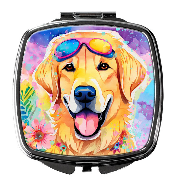 Yellow Labrador Hippie Dawg Compact Decorative Travel Makeup Mirror DAC2531 product image at NuMercy