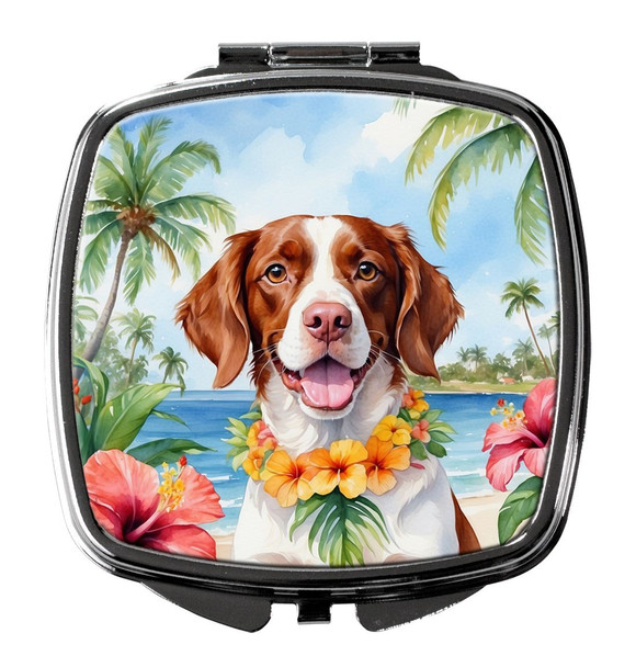 Brittany Spaniel Luau Compact Decorative Travel Makeup Mirror product image at NuMercy