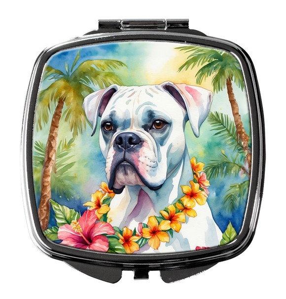 White Boxer Luau Compact Decorative Travel Makeup Mirror DAC6386 product image at NuMercy