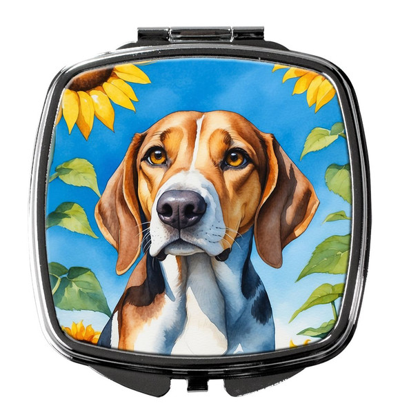 American Foxhound in Sunflowers Compact Decorative Travel Makeup Mirror product image at NuMercy