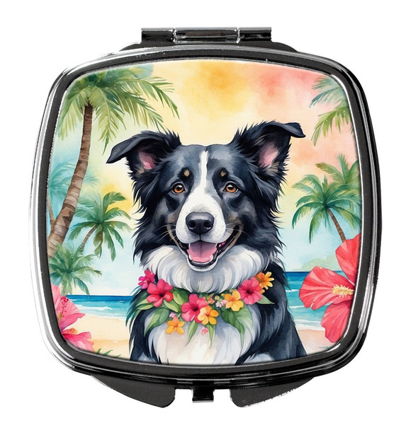 Border Collie Luau Compact Decorative Travel Makeup Mirror product image at NuMercy