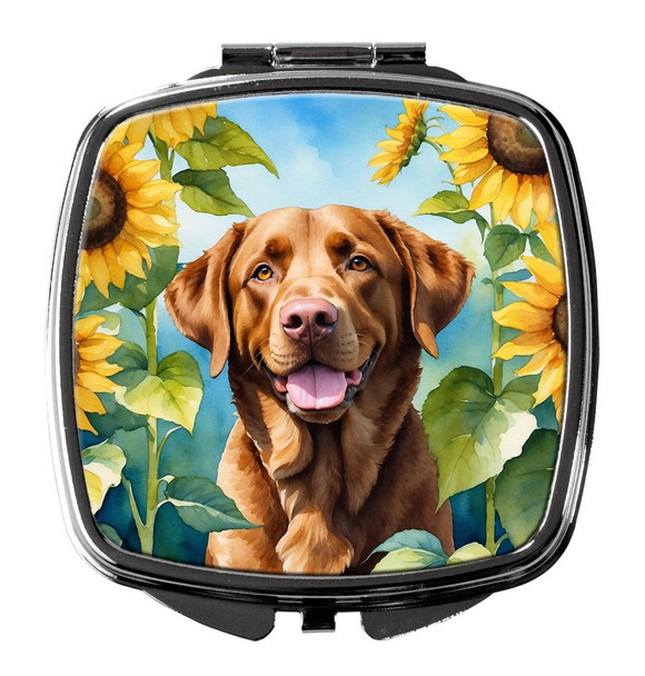 Chesapeake Bay Retriever in Sunflowers Compact Decorative Travel Makeup Mirror product image at NuMercy
