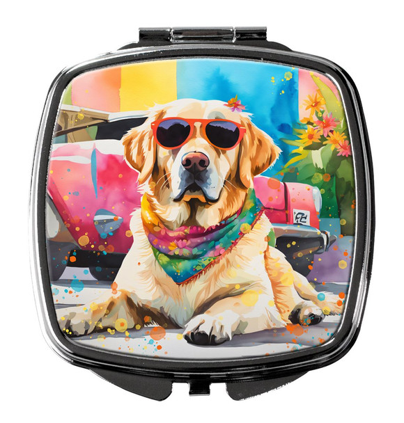 Yellow Labrador Hippie Dawg Compact Decorative Travel Makeup Mirror DAC2530 product image at NuMercy