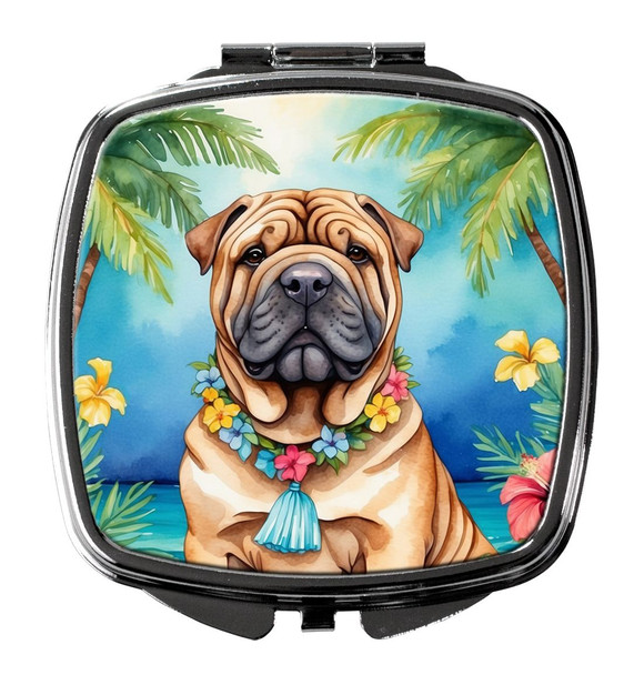 Shar Pei Luau Compact Decorative Travel Makeup Mirror product image at NuMercy