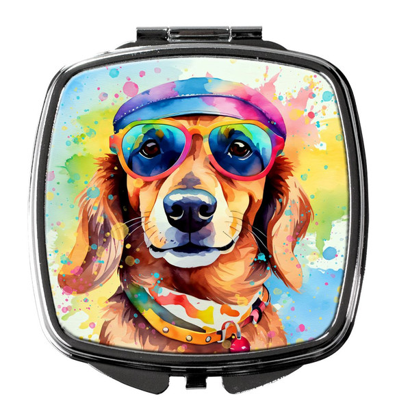 Dachshund Hippie Dawg Compact Decorative Travel Makeup Mirror DAC2498 product image at NuMercy
