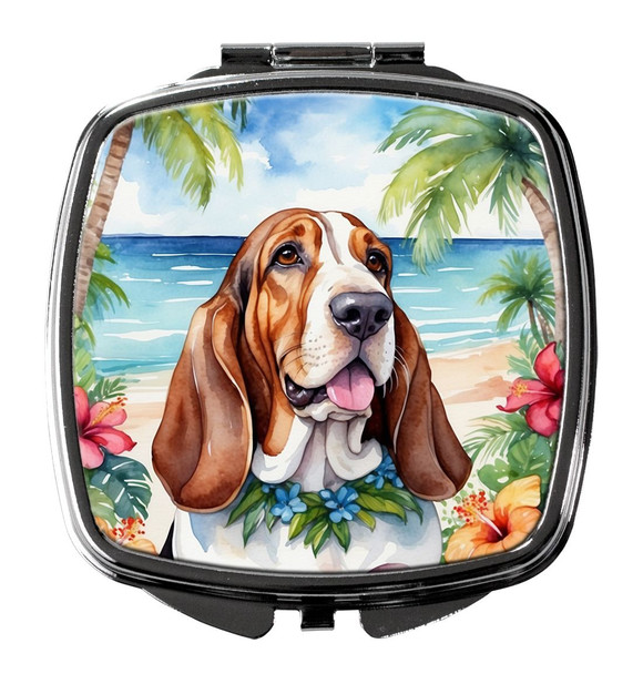 Basset Hound Luau Compact Decorative Travel Makeup Mirror product image at NuMercy
