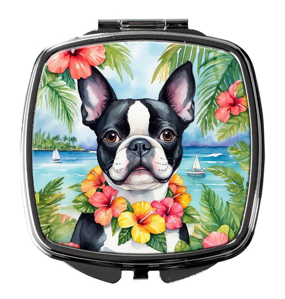 Boston Terrier Luau Compact Decorative Travel Makeup Mirror DAC6384 product image at NuMercy