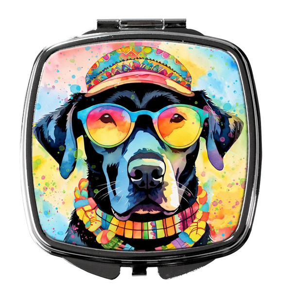 Black Labrador Hippie Dawg Compact Decorative Travel Makeup Mirror DAC2522 product image at NuMercy