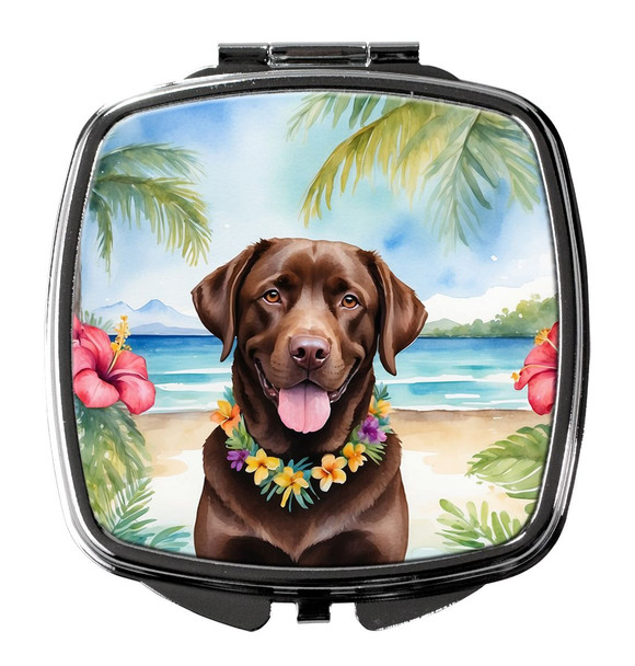 Chocolate Labrador Retriever Luau Compact Decorative Travel Makeup Mirror product image at NuMercy