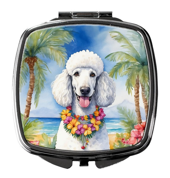 White Poodle Luau Compact Decorative Travel Makeup Mirror DAC6495 product image at NuMercy