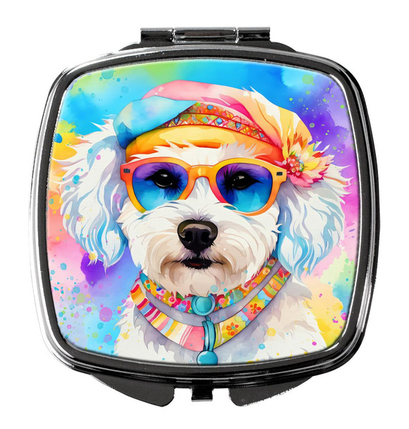 Bichon Frise Hippie Dawg Compact Decorative Travel Makeup Mirror DAC2465 product image at NuMercy